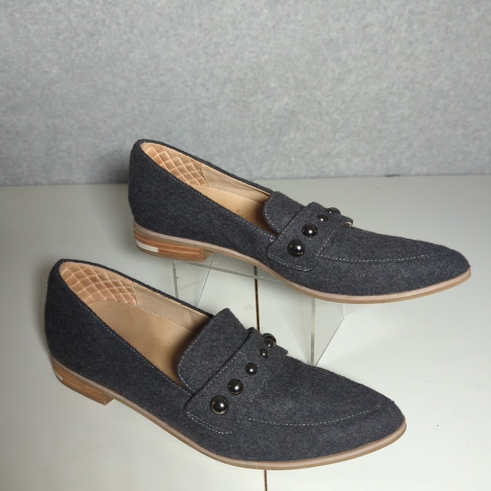Dr. Scholl's Loafers Flat Shoes Womens Faxon Stud Charcoal Pointy Slip On Sz 8.5